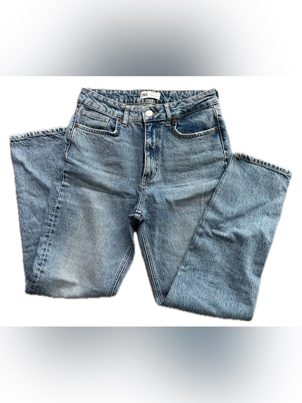 Zara Light Blue High-Rise Mom Jeans